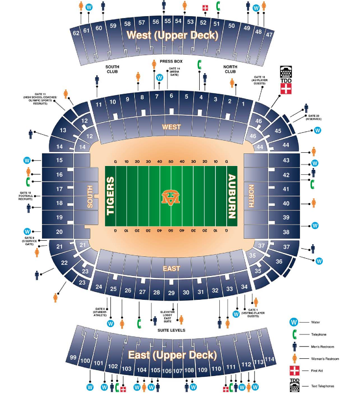 Jordan Hare Stadium Map T Shirt By Row