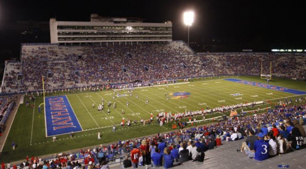 Memorial Stadium, home of the Kansas Jayhawks