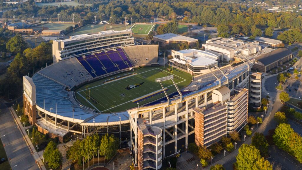 Aerial of Dowdy-Ficklen Stadium