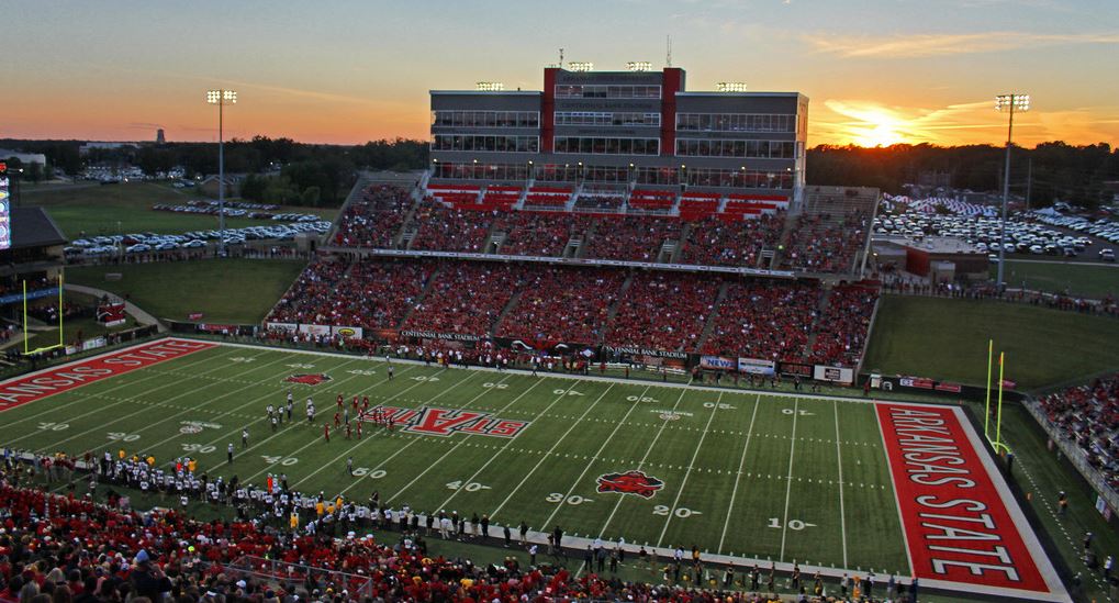 Centennial Bank Stadium, home of the Arkansas State Red Wolves